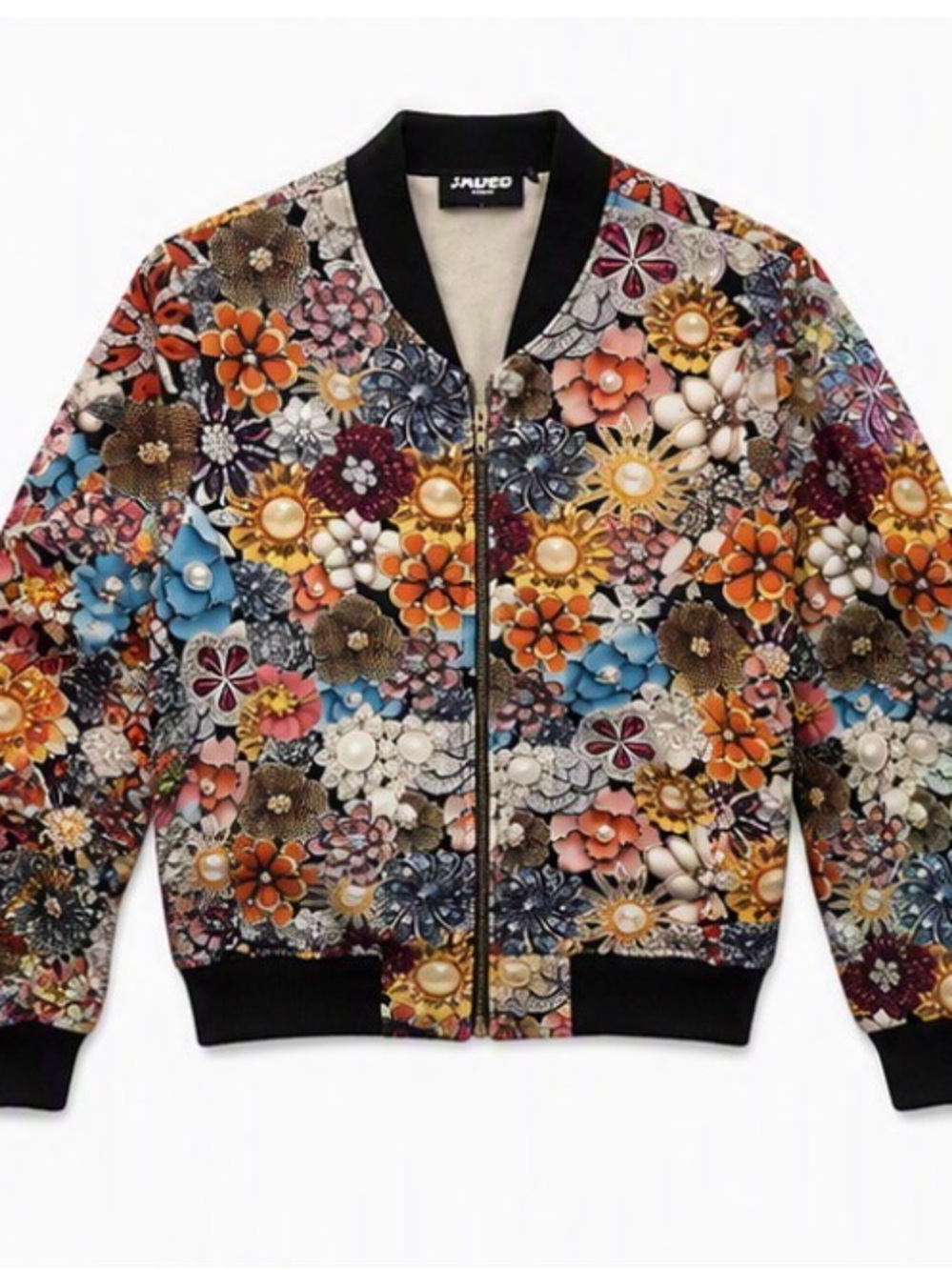 Jaded London maximalist designer Embellished print Bomber Jacket Small Y2K